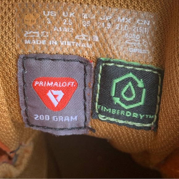 Timberland 6” Premium Rust Suede Hiking Boots Junior Kids Size 3 Youth - Picture 7 of 8